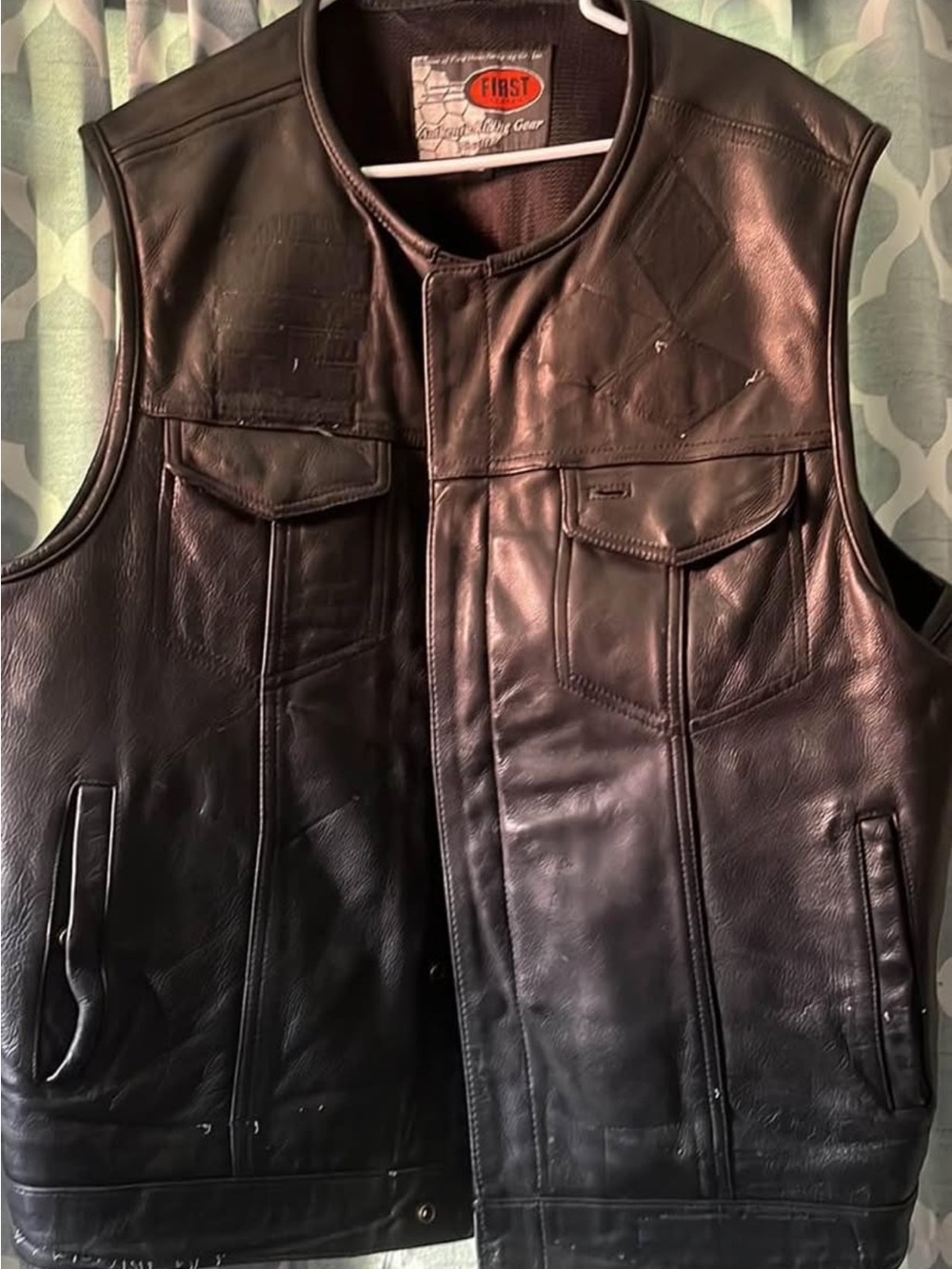 Leather Black Motorcycle Vest